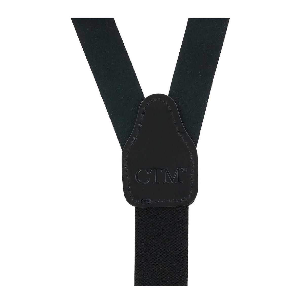 CTM® Men's Coated Leather Button-End 1 Inch Suspenders - Black