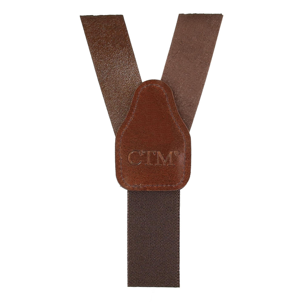 CTM® Men's Coated Leather Button-End 1 Inch Suspenders - Brown