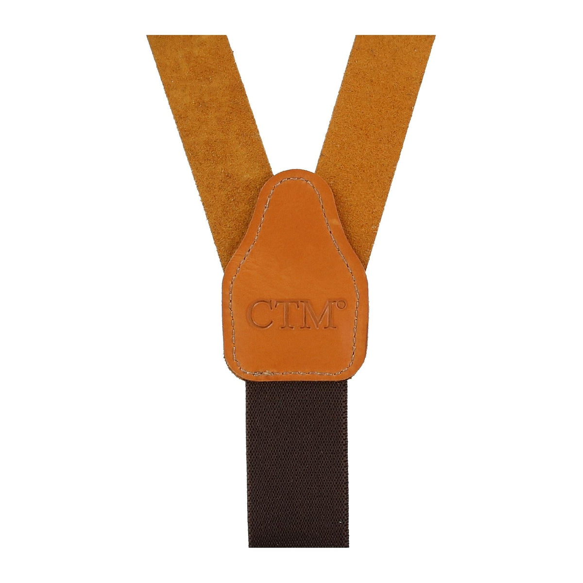 CTM® Men's Coated Leather Button-End 1 Inch Suspenders - Tan