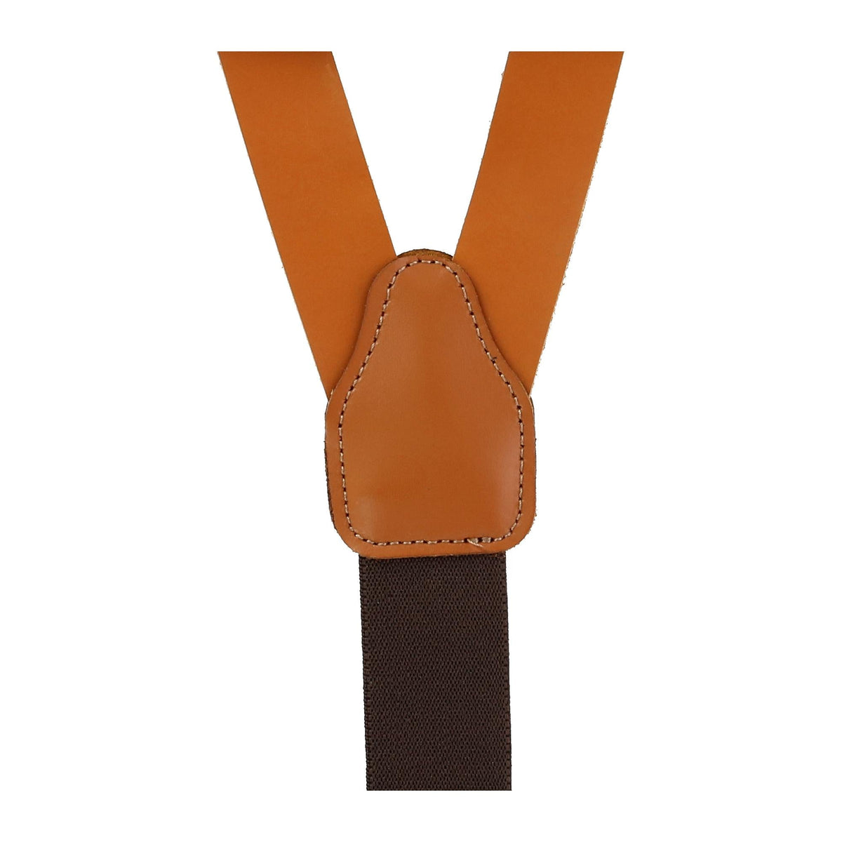 CTM® Men's Coated Leather Button-End 1 Inch Suspenders - Tan