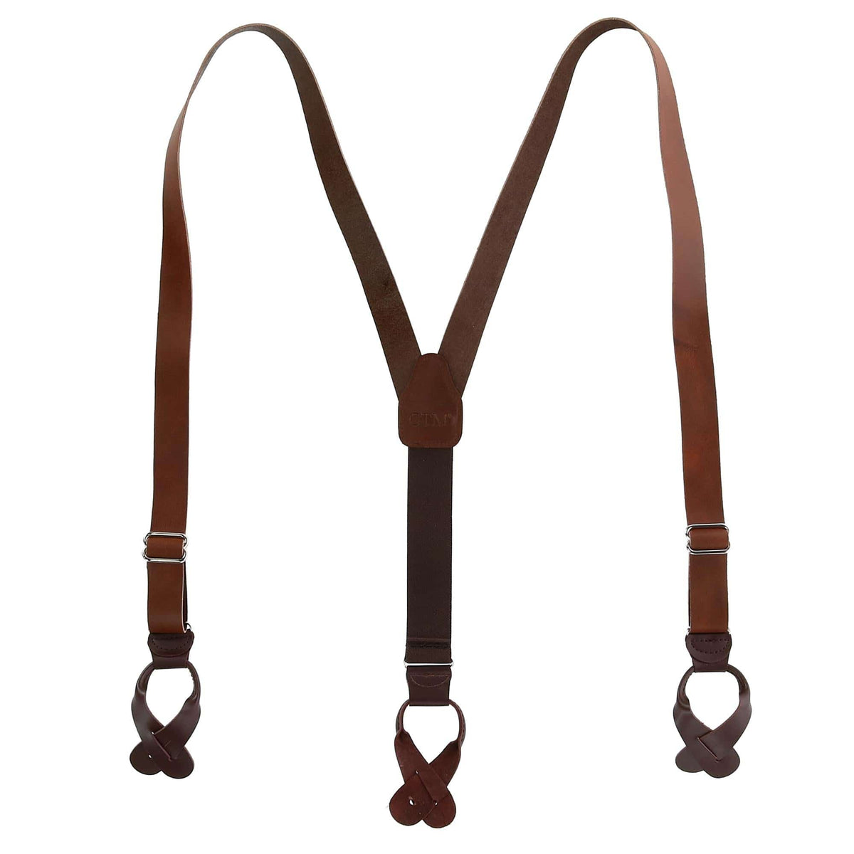 CTM® Men's Coated Leather Button-End 1 Inch Suspenders - Men's Coated Leather Button-End 1 Inch Suspenders