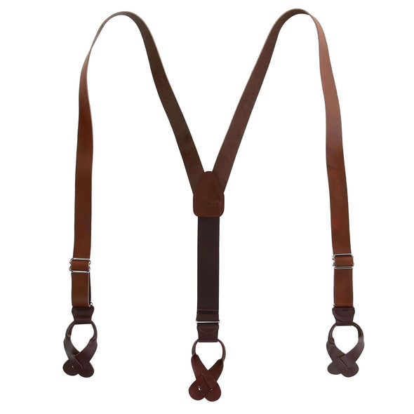 Men's Coated Leather Button-End 1 Inch Suspenders