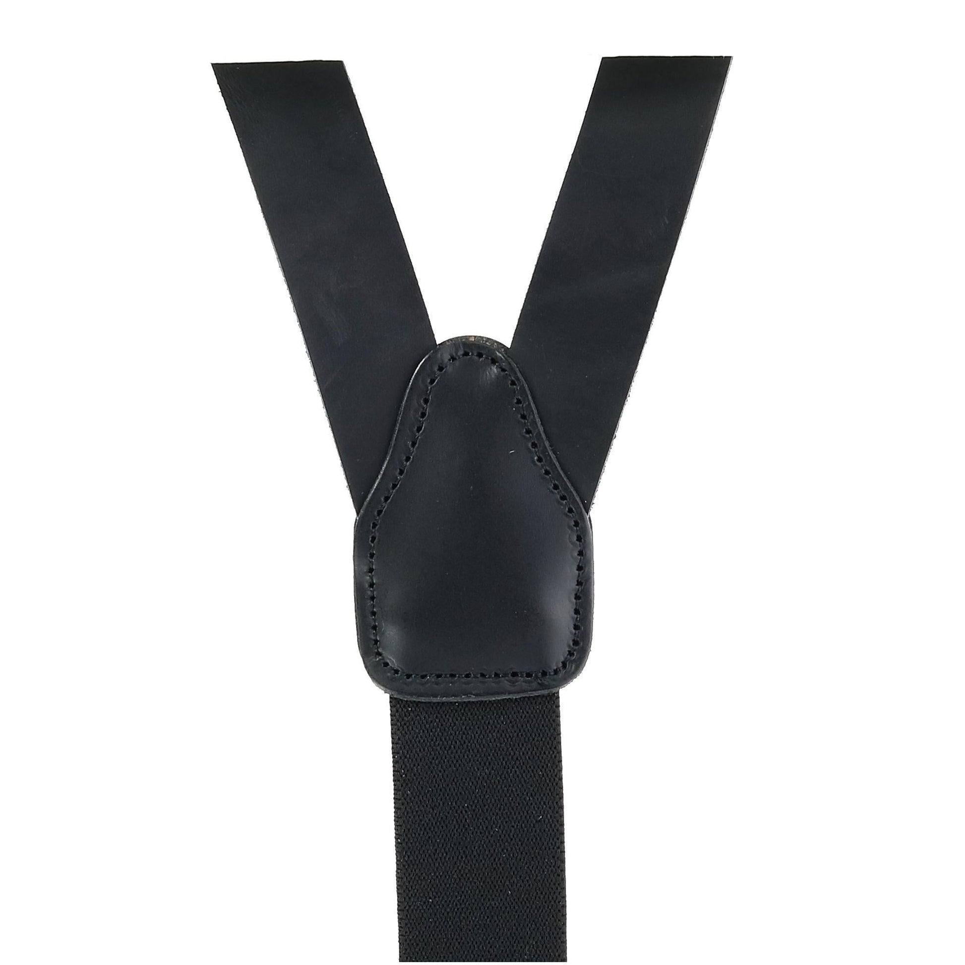 CTM® Men's Coated Leather Button-End Y-Back Suspender with Bachelor Buttons - Black