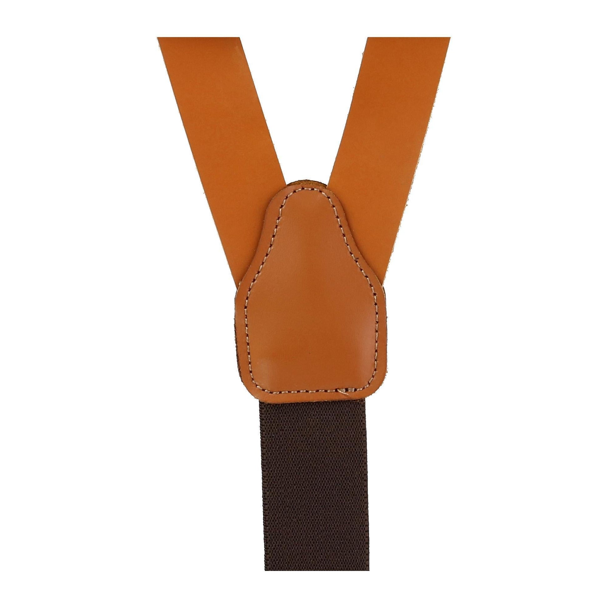 CTM® Men's Coated Leather Button-End Y-Back Suspender with Bachelor Buttons - Tan