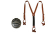 Men's Coated Leather Button-End Y-Back Suspender with Bachelor Buttons
