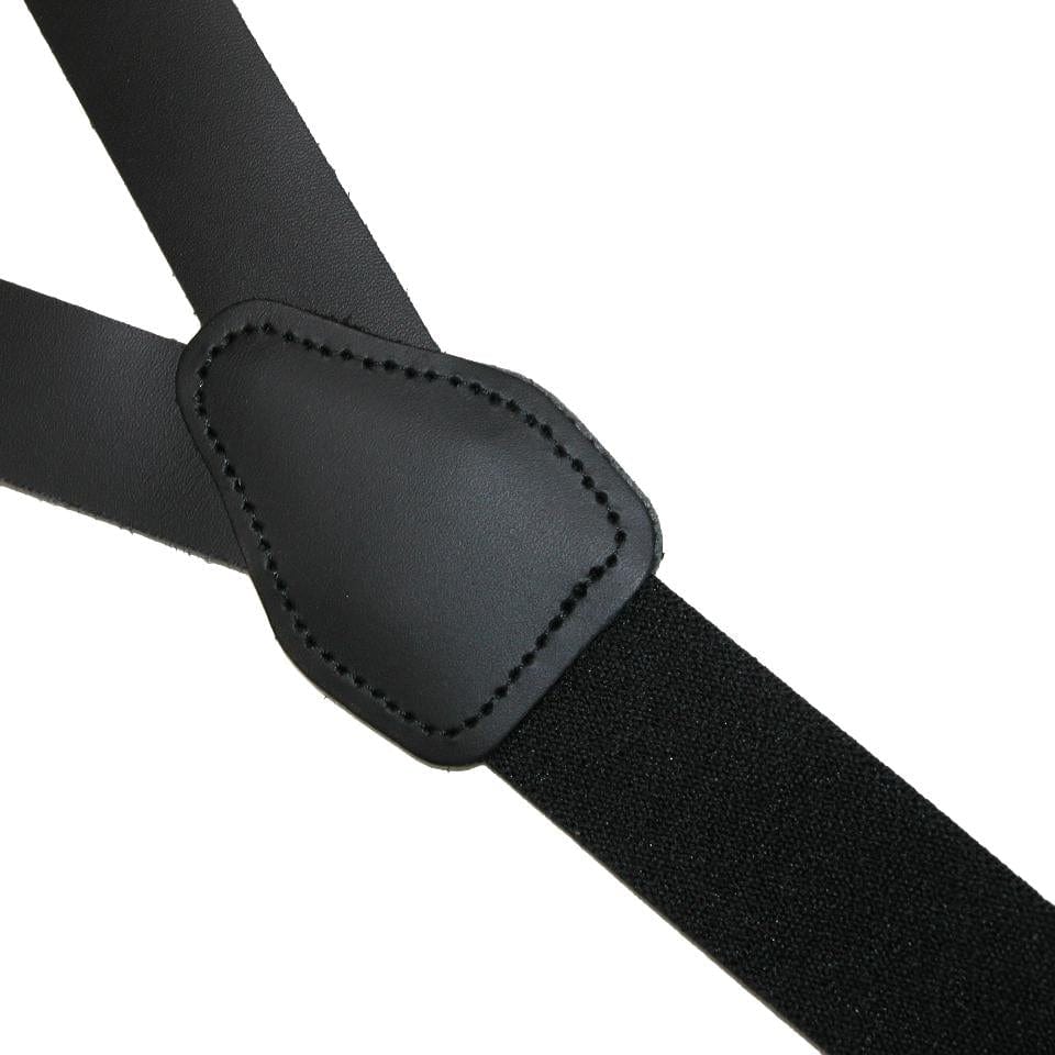 CTM® Men's Coated Leather Clip-End 1 Inch Suspenders - Black