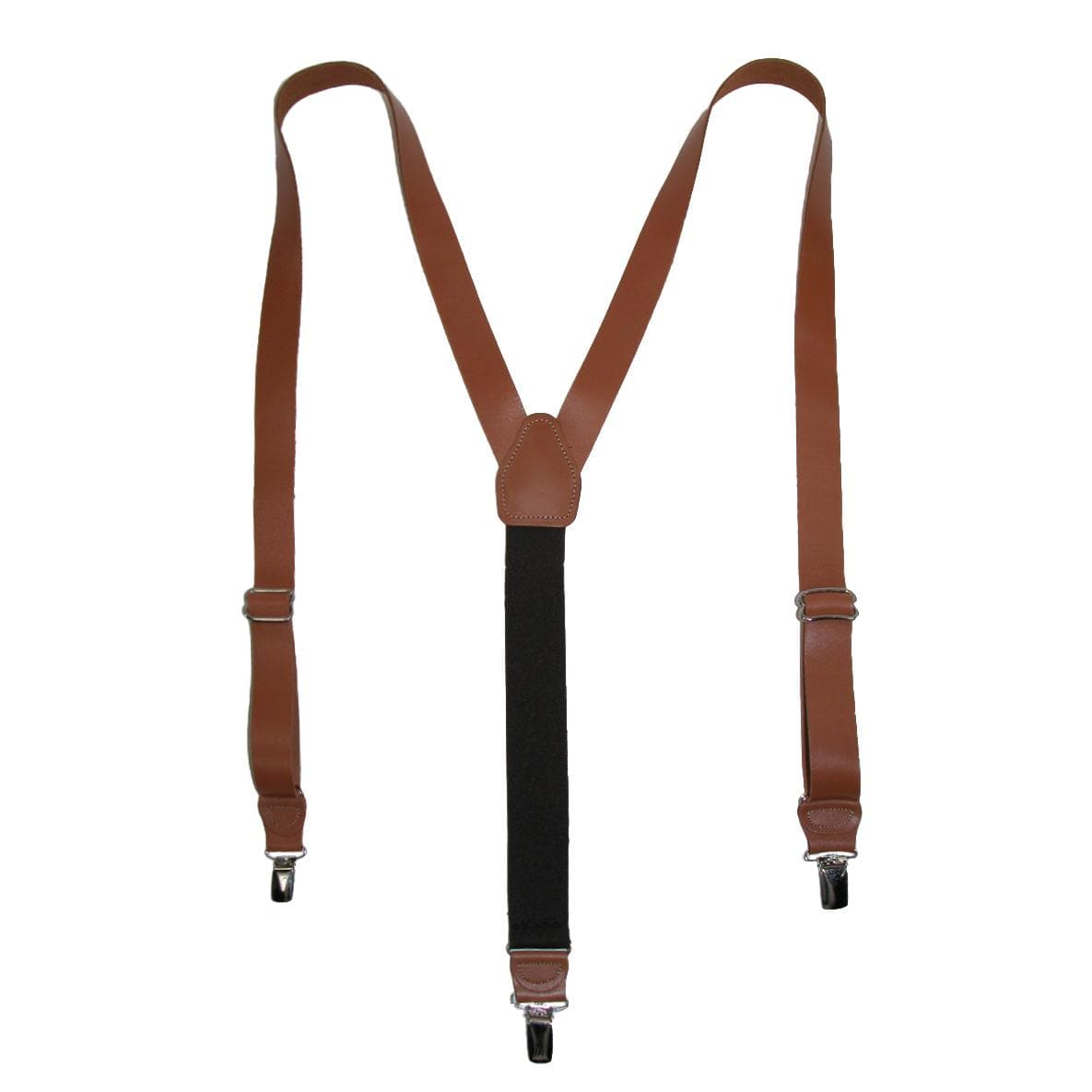 CTM® Men's Coated Leather Clip-End 1 Inch Suspenders - Men's Coated Leather Clip-End 1 Inch Suspenders