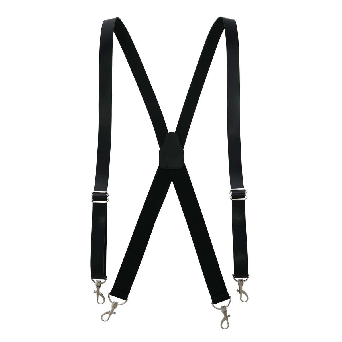CTM® Men's Smooth Coated Leather Suspenders with Metal Swivel Hook Ends