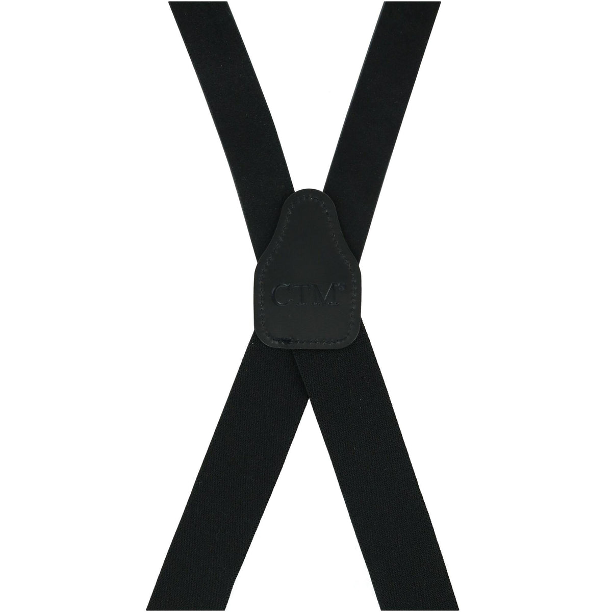 CTM® Men's Smooth Coated Leather Suspenders with Metal Swivel Hook Ends - Black