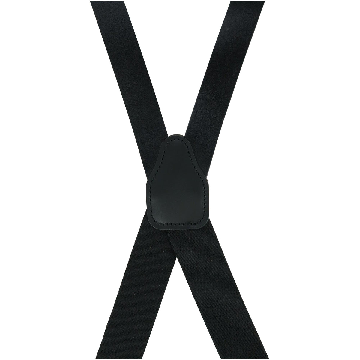 CTM® Men's Smooth Coated Leather Suspenders with Metal Swivel Hook Ends - Black