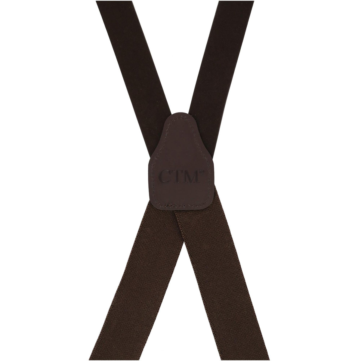 CTM® Men's Smooth Coated Leather Suspenders with Metal Swivel Hook Ends - Brown