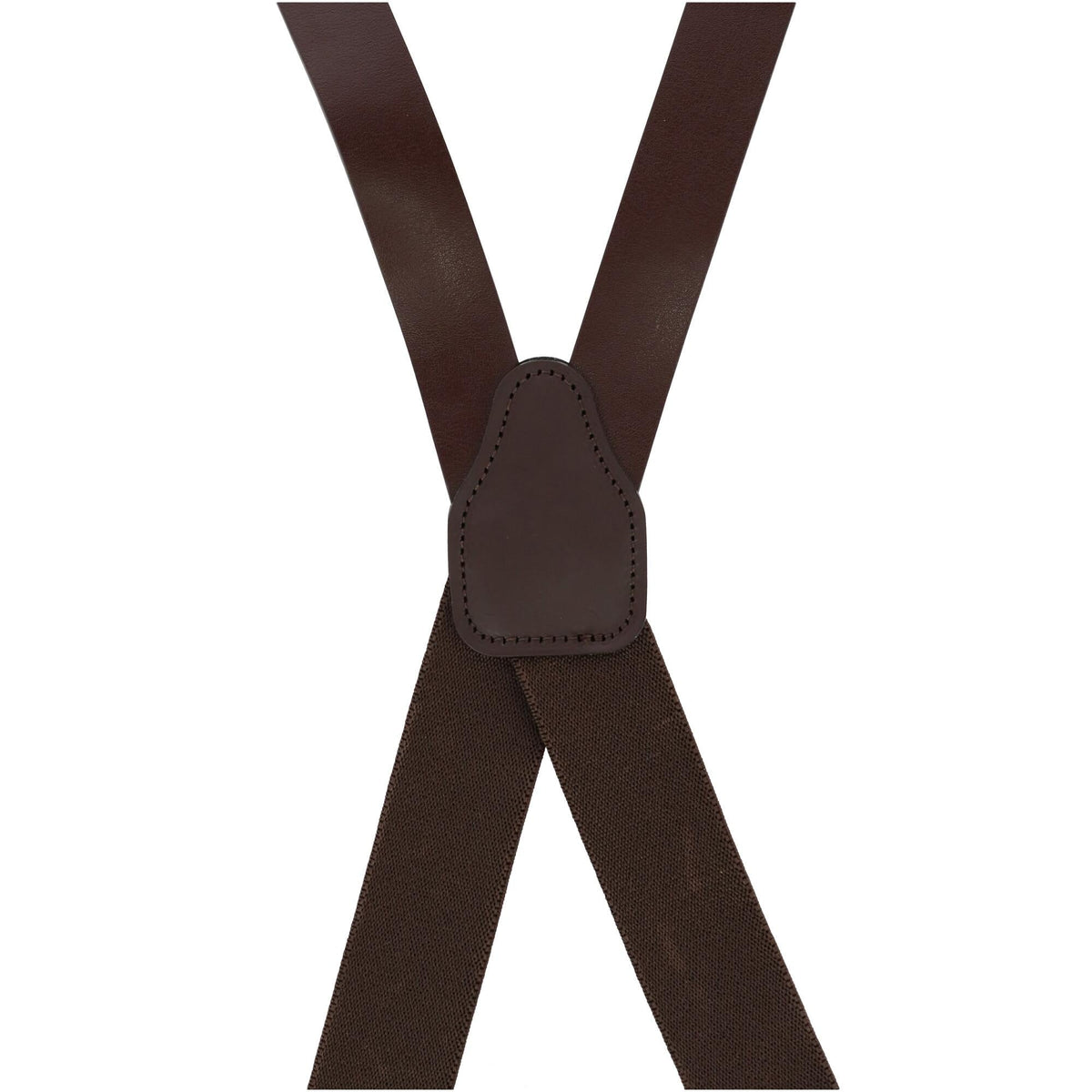 CTM® Men's Smooth Coated Leather Suspenders with Metal Swivel Hook Ends - Brown