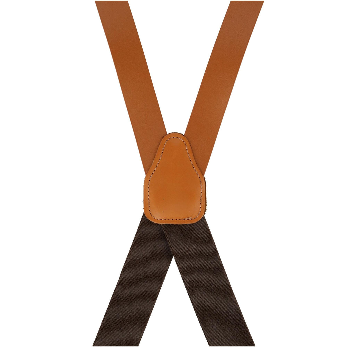 CTM® Men's Smooth Coated Leather Suspenders with Metal Swivel Hook Ends - Tan