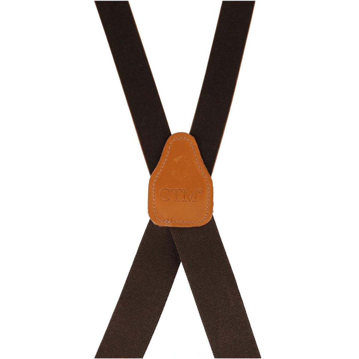 CTM® Men's Smooth Coated Leather Suspenders with Metal Swivel Hook Ends - Tan