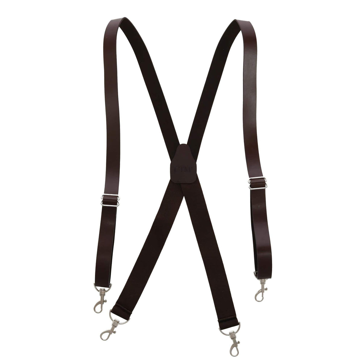 CTM® Men's Smooth Coated Leather Suspenders with Metal Swivel Hook Ends - Men's Smooth Coated Leather Suspenders with Metal Swivel Hook Ends