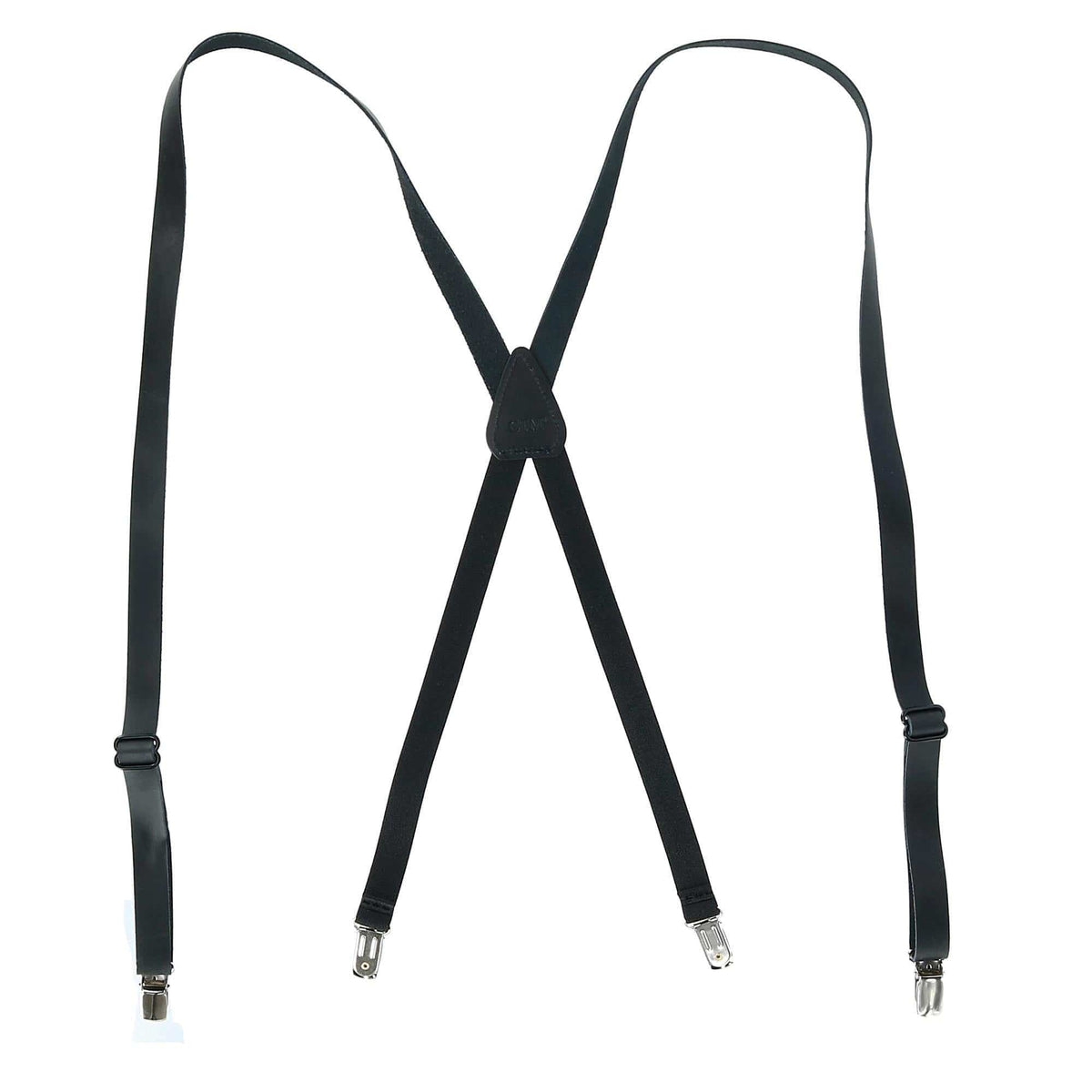 CTM® Coated Leather Clip-End 3/4 Inch Suspenders - Black
