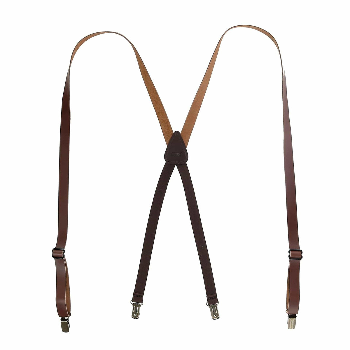 CTM® Coated Leather Clip-End 3/4 Inch Suspenders - Dark Brown
