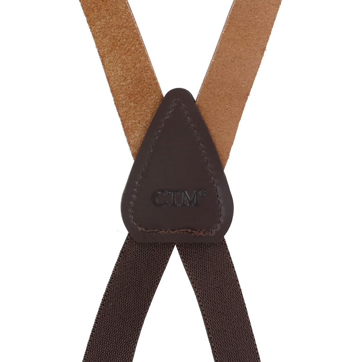 CTM® Coated Leather Clip-End 3/4 Inch Suspenders - Dark Brown