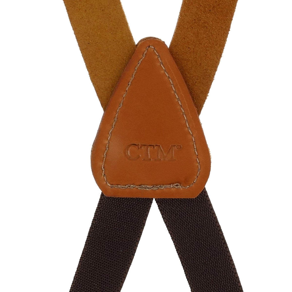 CTM® Coated Leather Clip-End 3/4 Inch Suspenders - Tan
