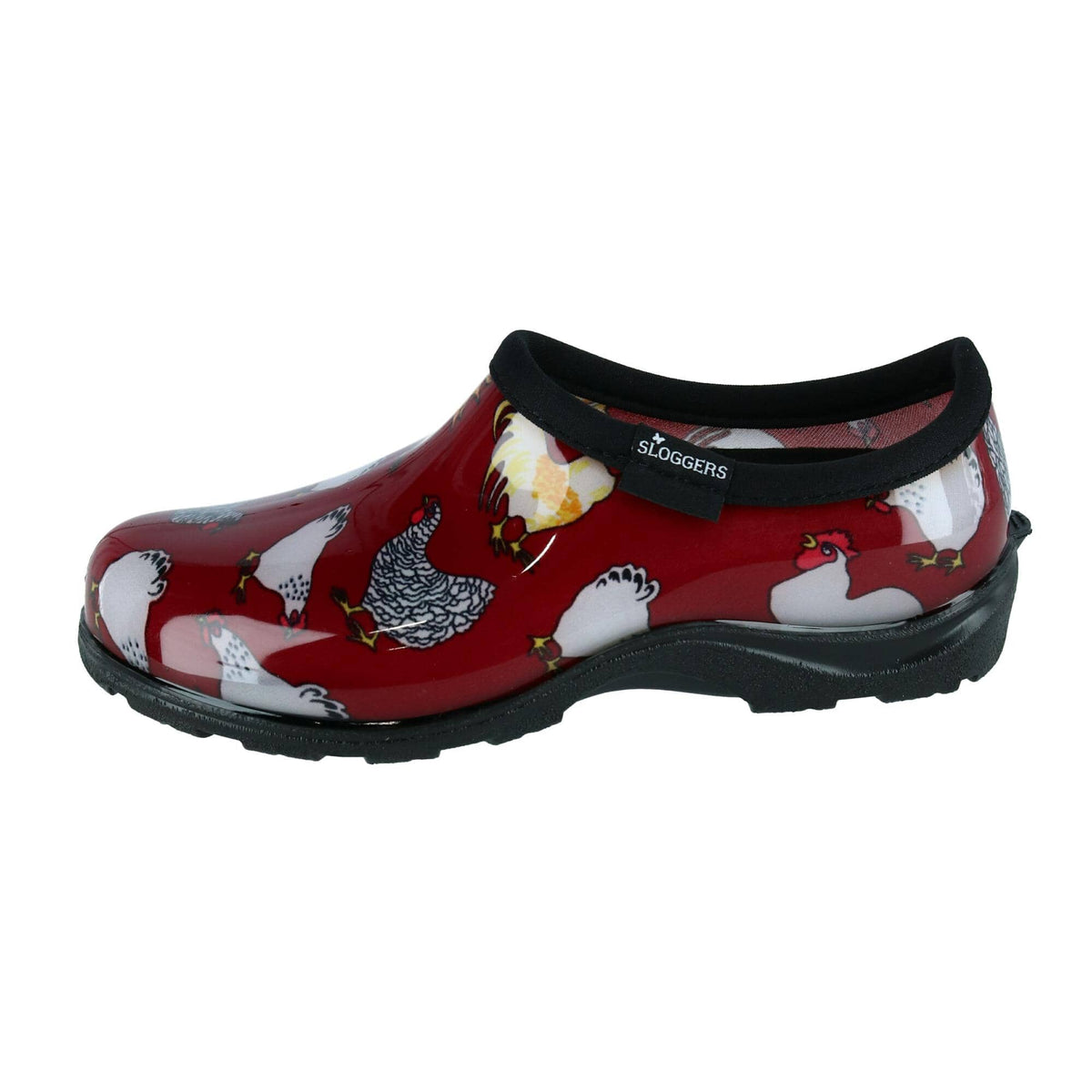 Sloggers Women's Chicken Print Short Rain and Garden Shoes - Red