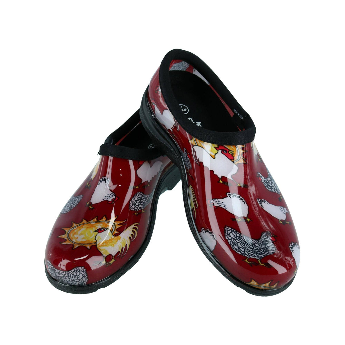 Sloggers Women's Chicken Print Short Rain and Garden Shoes - Red