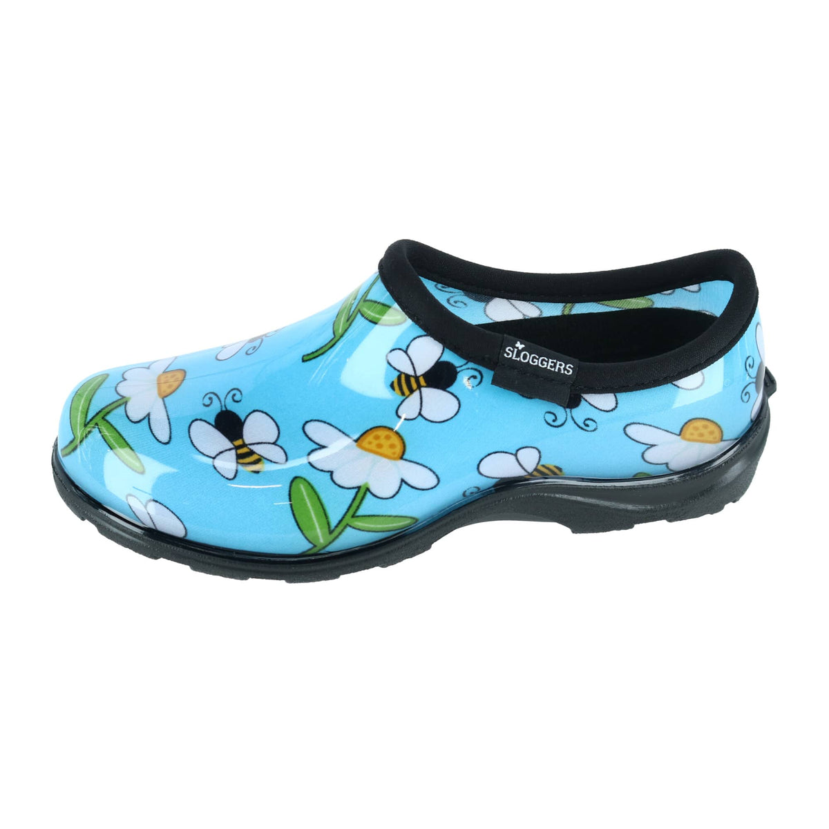 Sloggers Women's Bumble Bee and Flower Print Rain and Garden Shoes - Blue