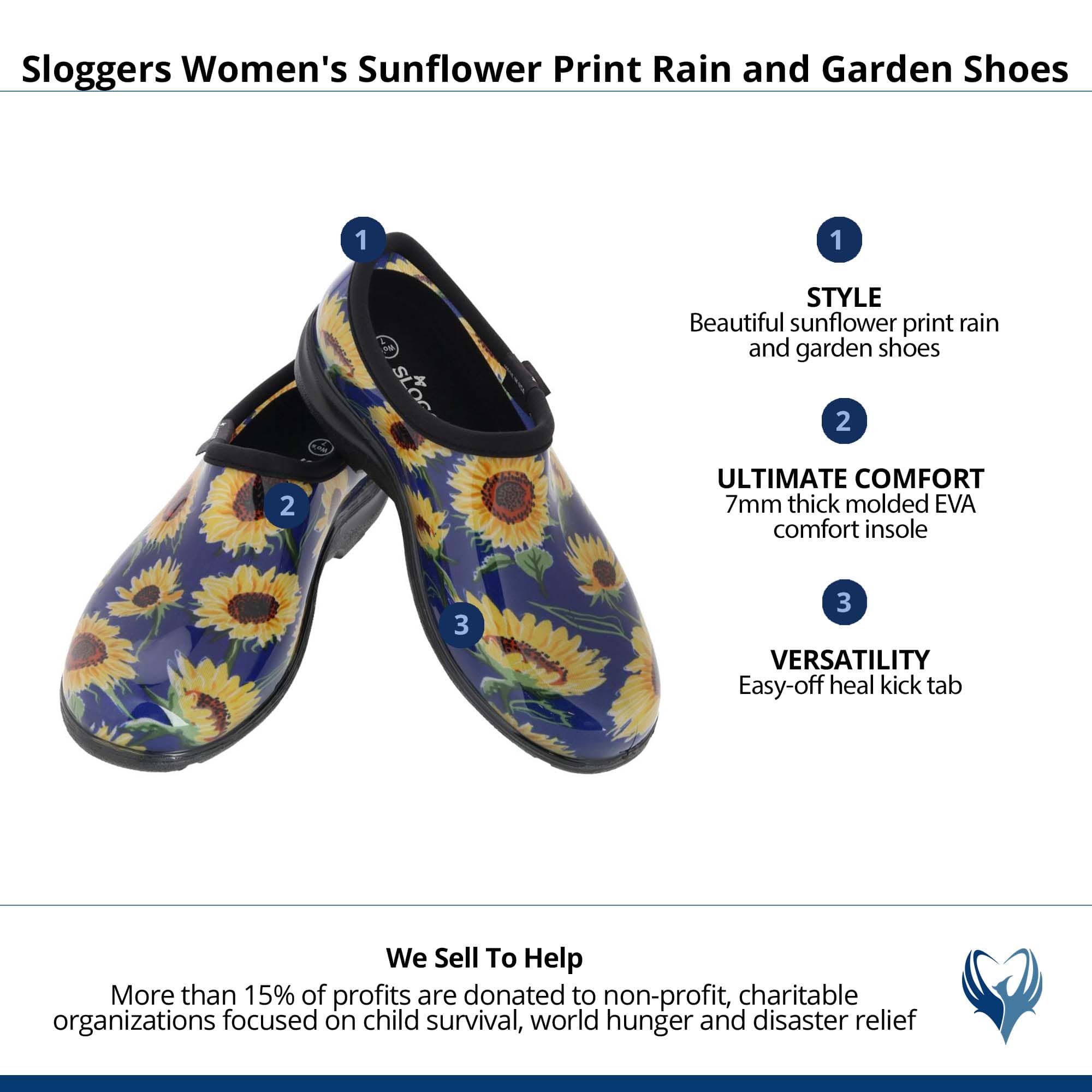 Sloggers Women's Sunflower Print Rain and Garden Shoes - Sunflower Blue