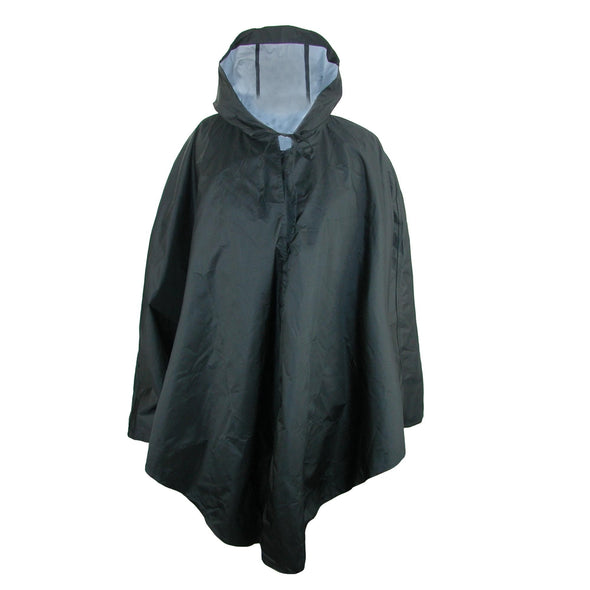 Women's Solid Black Pouchable Poncho