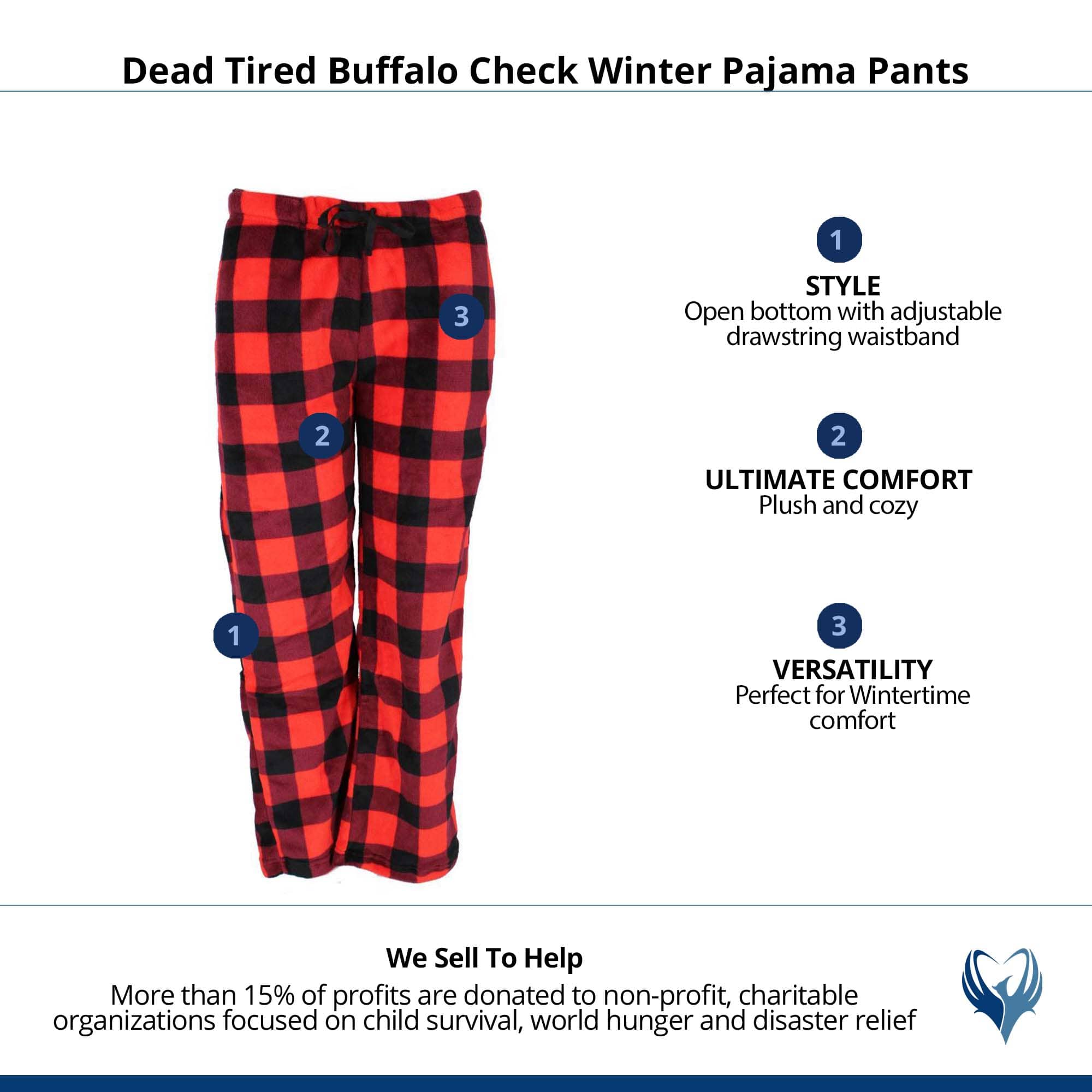 Dead Tired Women's Buffalo Check Winter Pajama Pants - Red
