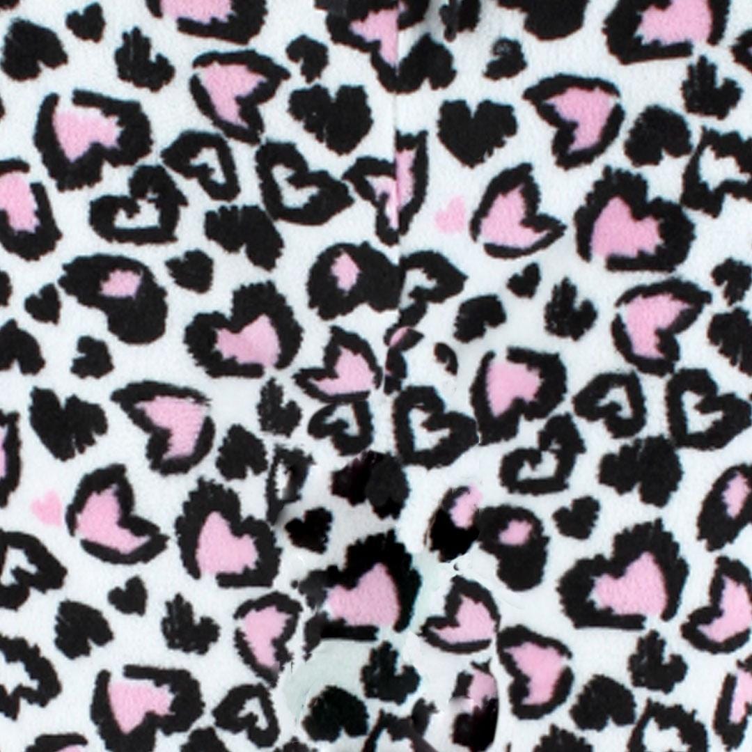 CTM® Women's Plush Heart Cheetah Print Pajama Pants - White