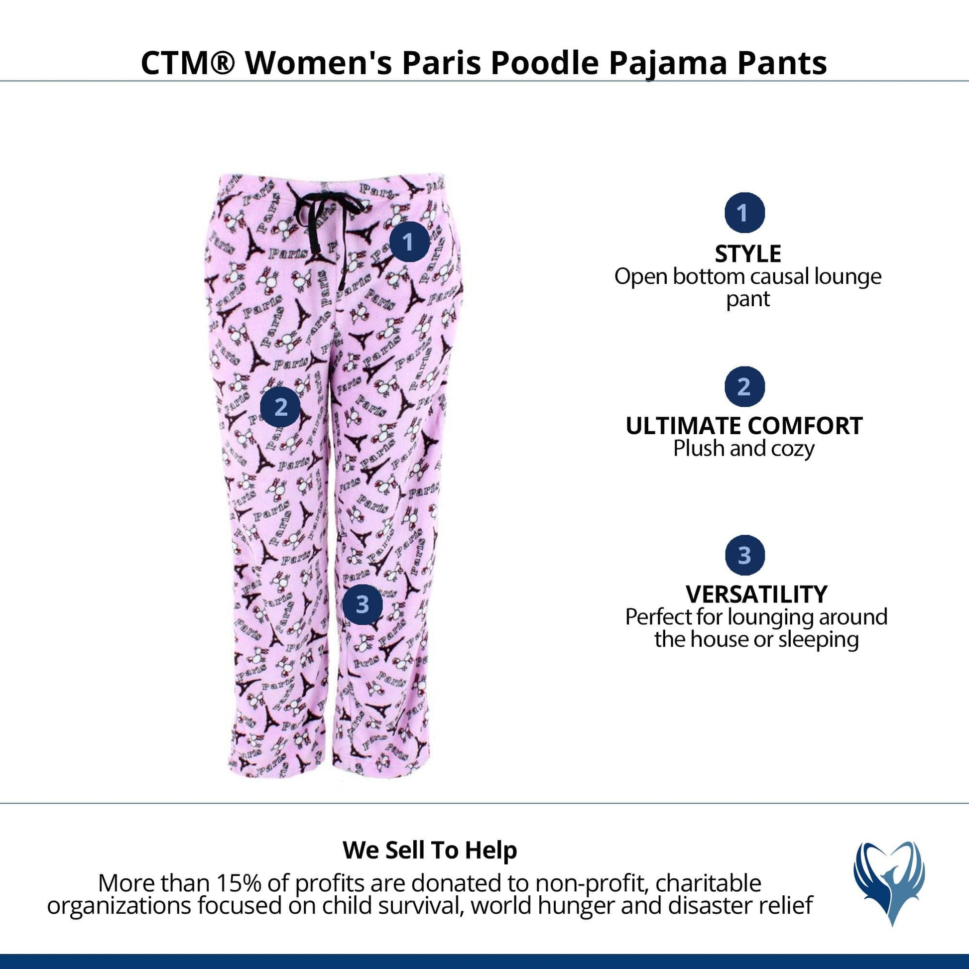 CTM® Women's Paris Poodle Pajama Pants - Pink