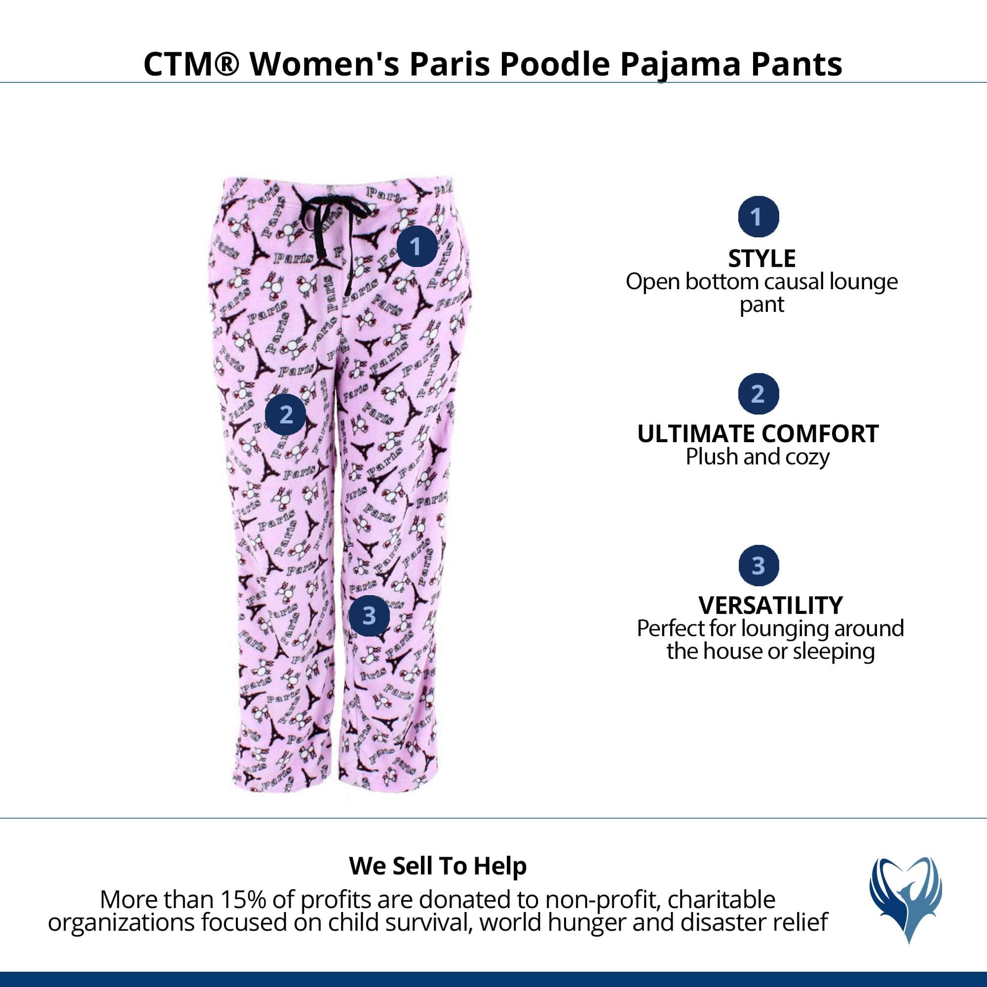 CTM® Women's Paris Poodle Pajama Pants - Pink