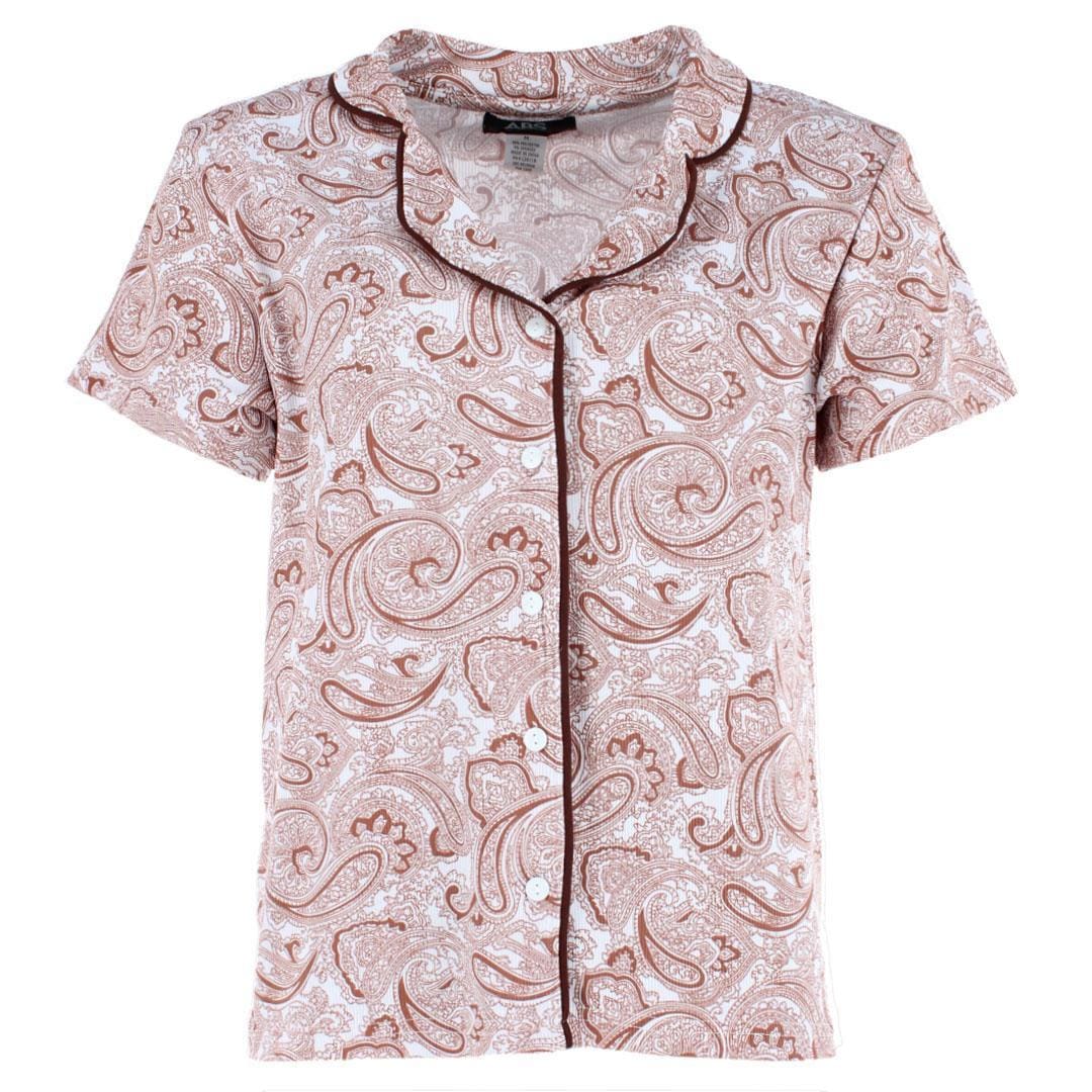 CTM® Women's Patterned Button Down Short Sleeve Pajama Set - Paisley