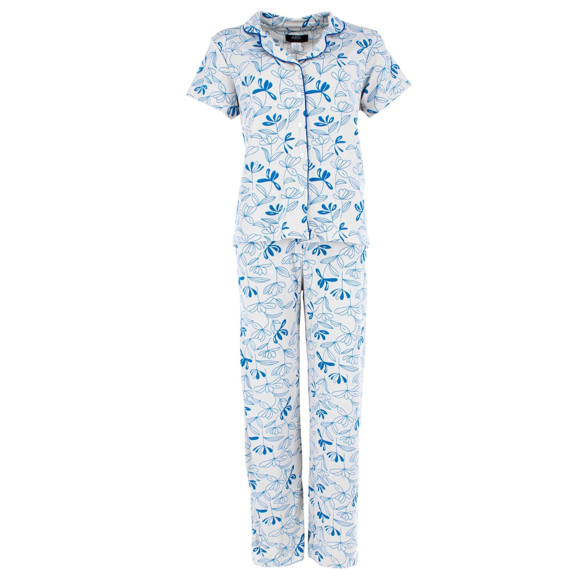 CTM® Women's Floral Front Pocket Sleepwear Set - Blue