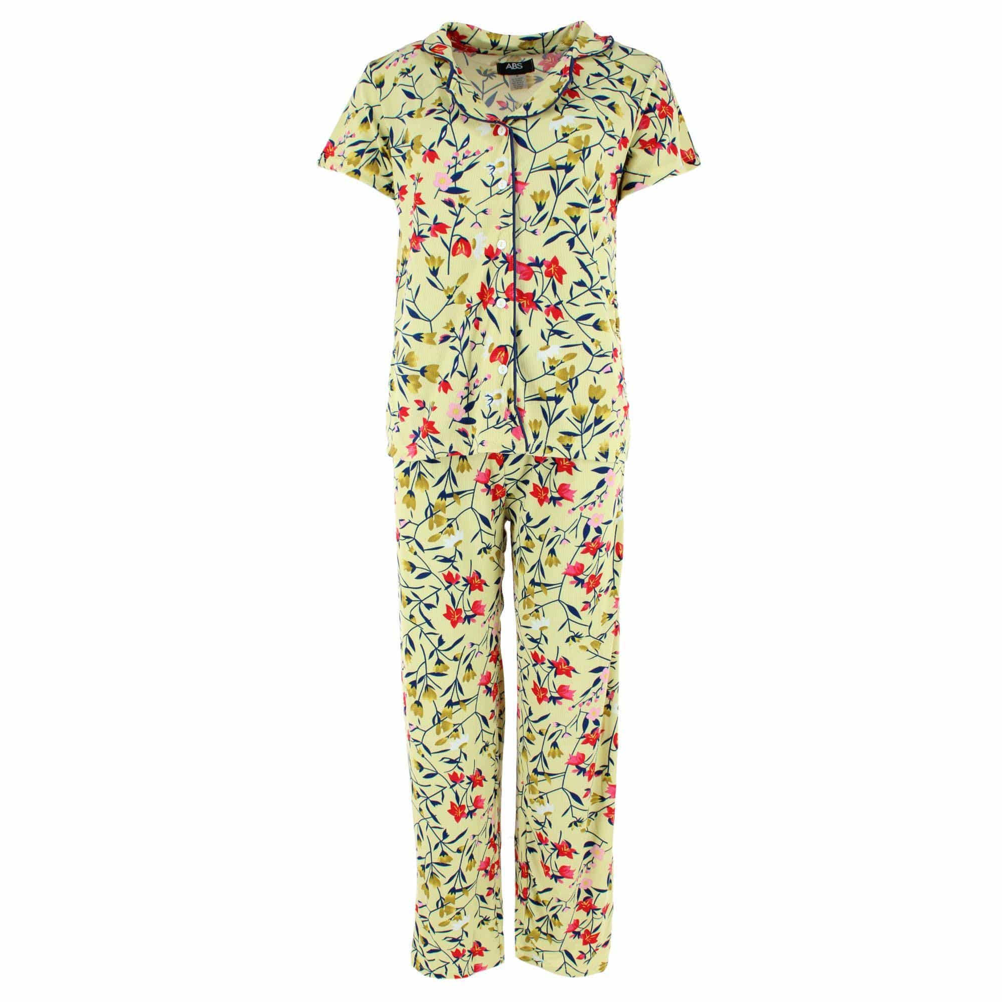 CTM® Women's Floral Front Pocket Sleepwear Set - Yellow