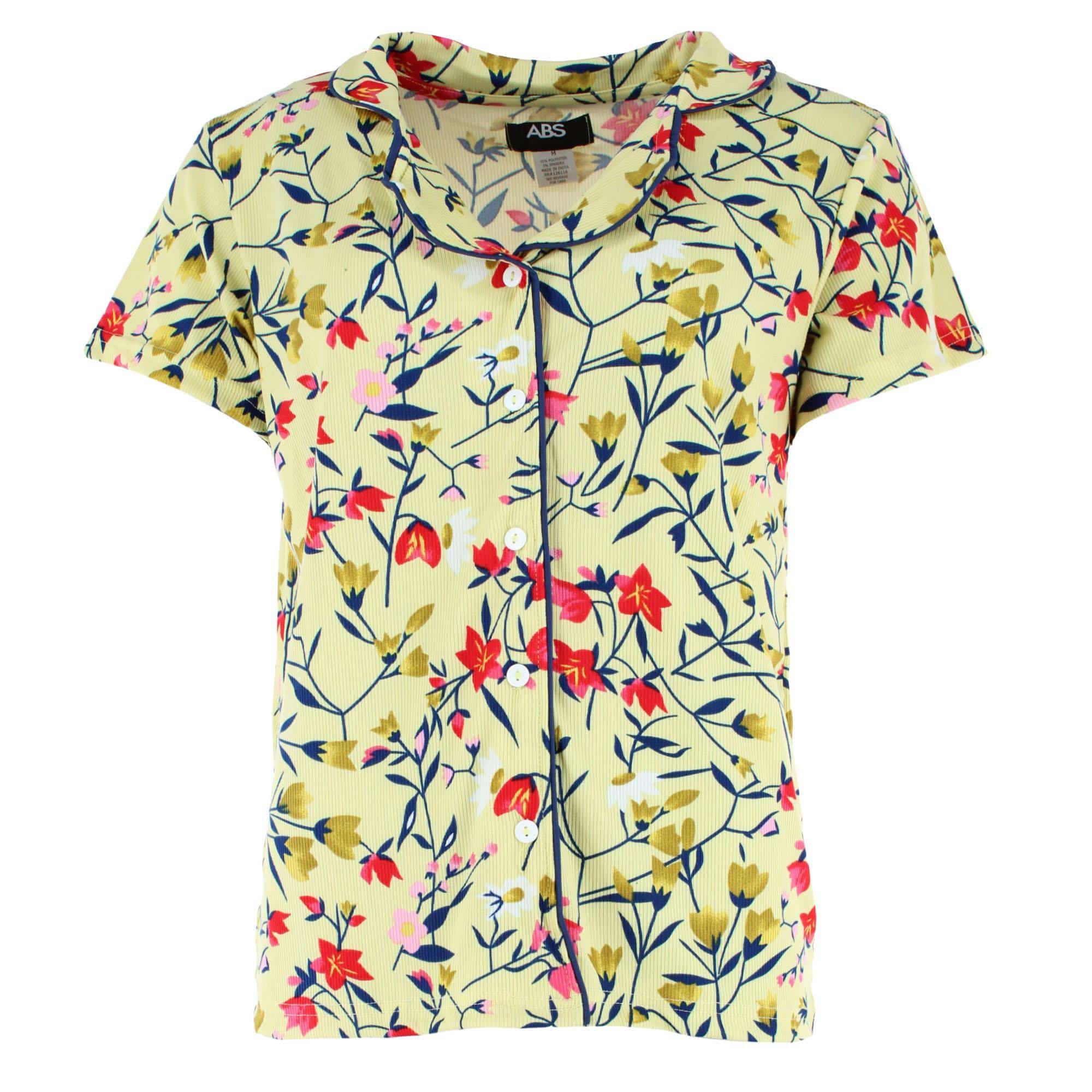 CTM® Women's Floral Front Pocket Sleepwear Set - Yellow
