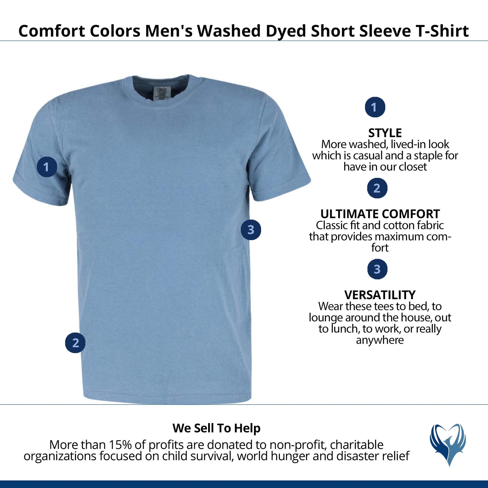 CTM® Men's Comfort Colors Dyed Short Sleeve T-Shirt - Blue Jean