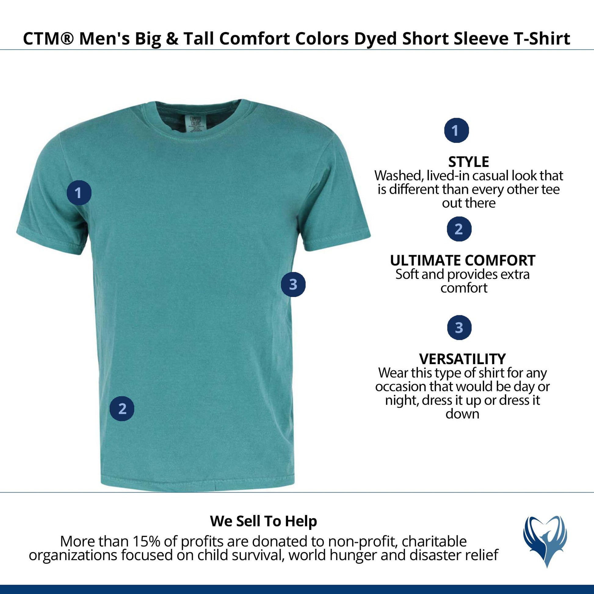 CTM® Men's Big & Tall Comfort Colors Dyed Short Sleeve T-Shirt - Emerald