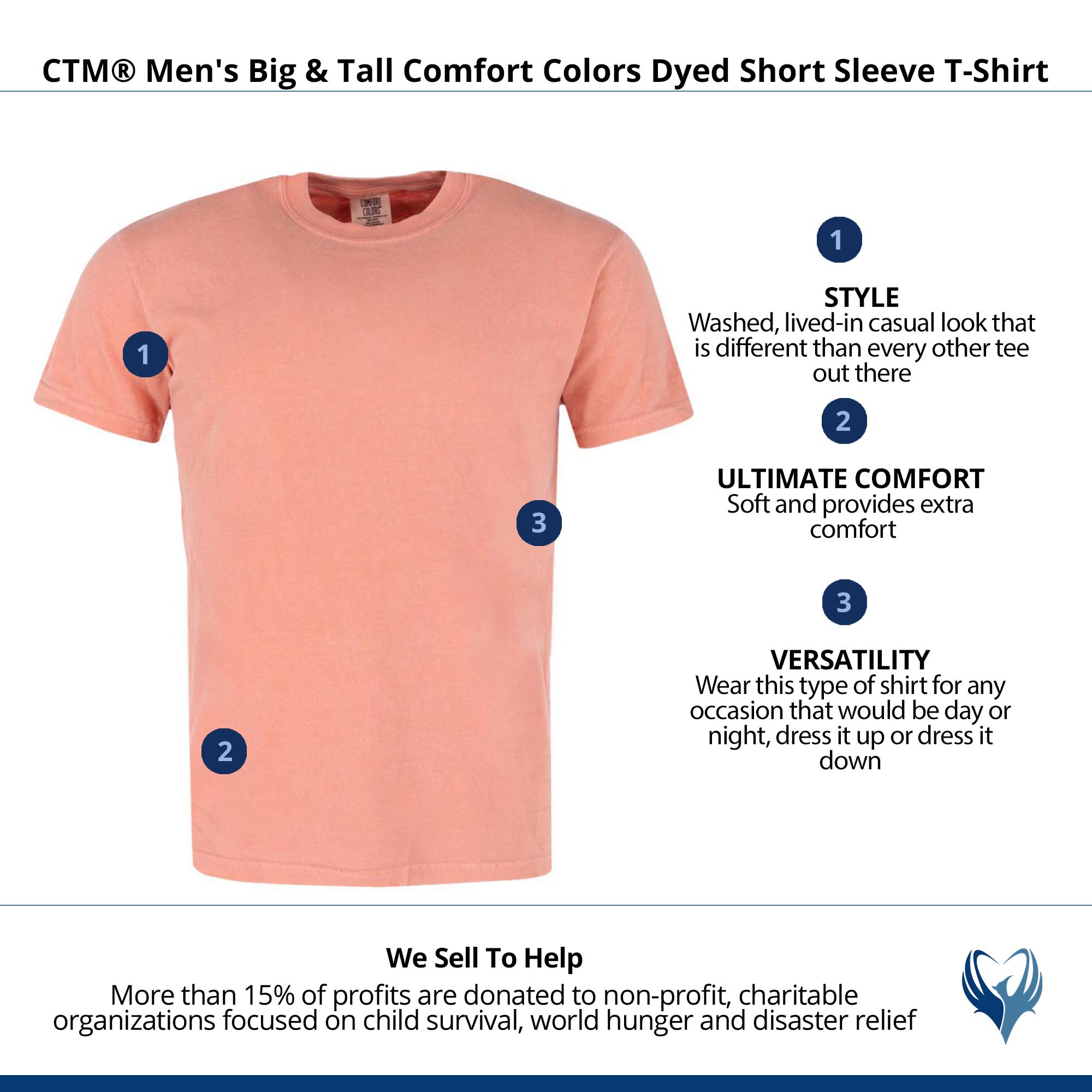 CTM® Men's Big & Tall Comfort Colors Dyed Short Sleeve T-Shirt - Terracotta