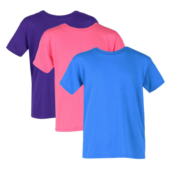 Girl's Crew Neck Cotton Tee Shirt (Pack of 3)