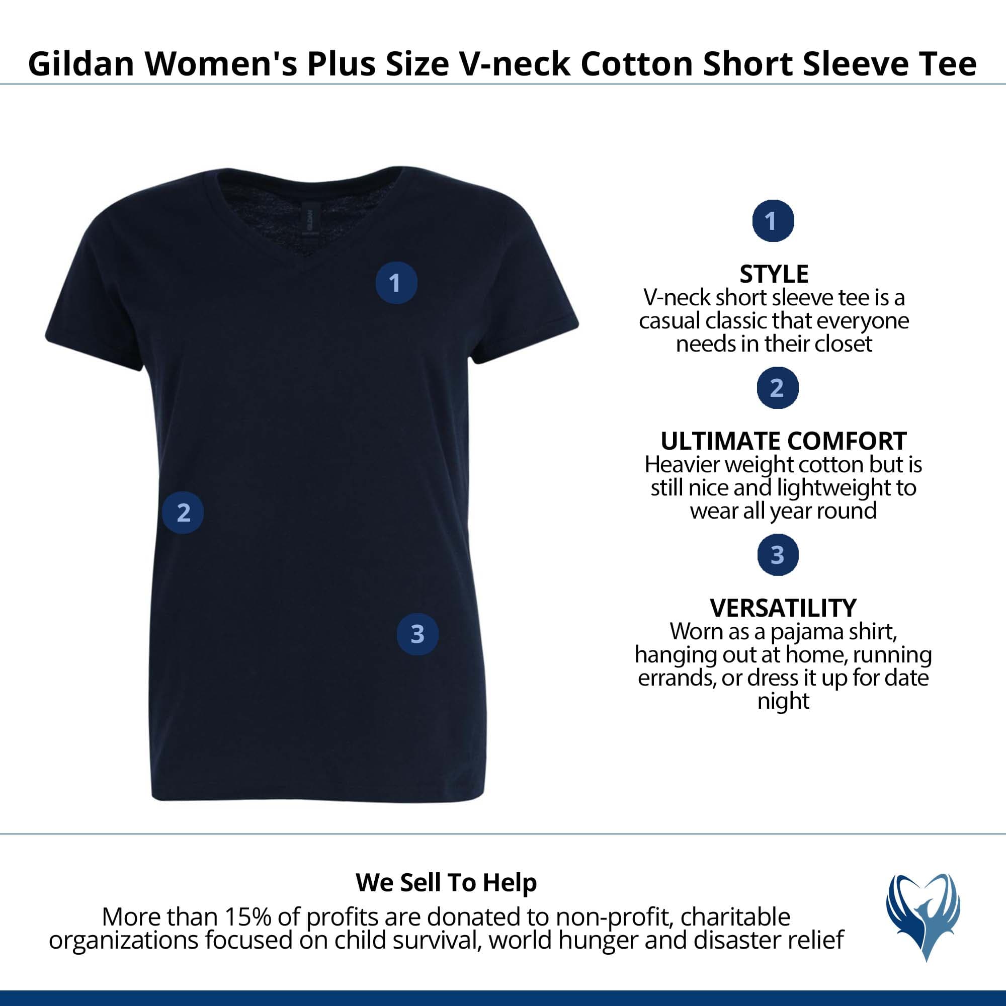 Gildan Women's Plus Size V-neck Cotton Short Sleeve Tee - Black