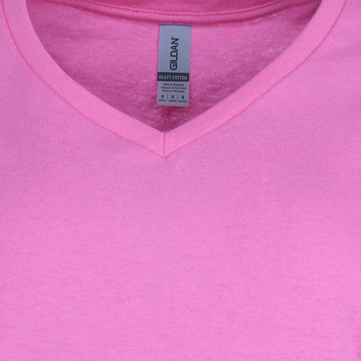 Gildan Women's Plus Size V-neck Cotton Short Sleeve Tee - Pink