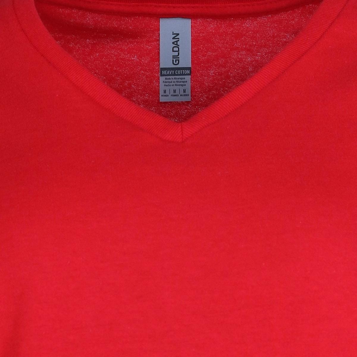 Gildan Women's Plus Size V-neck Cotton Short Sleeve Tee - Red