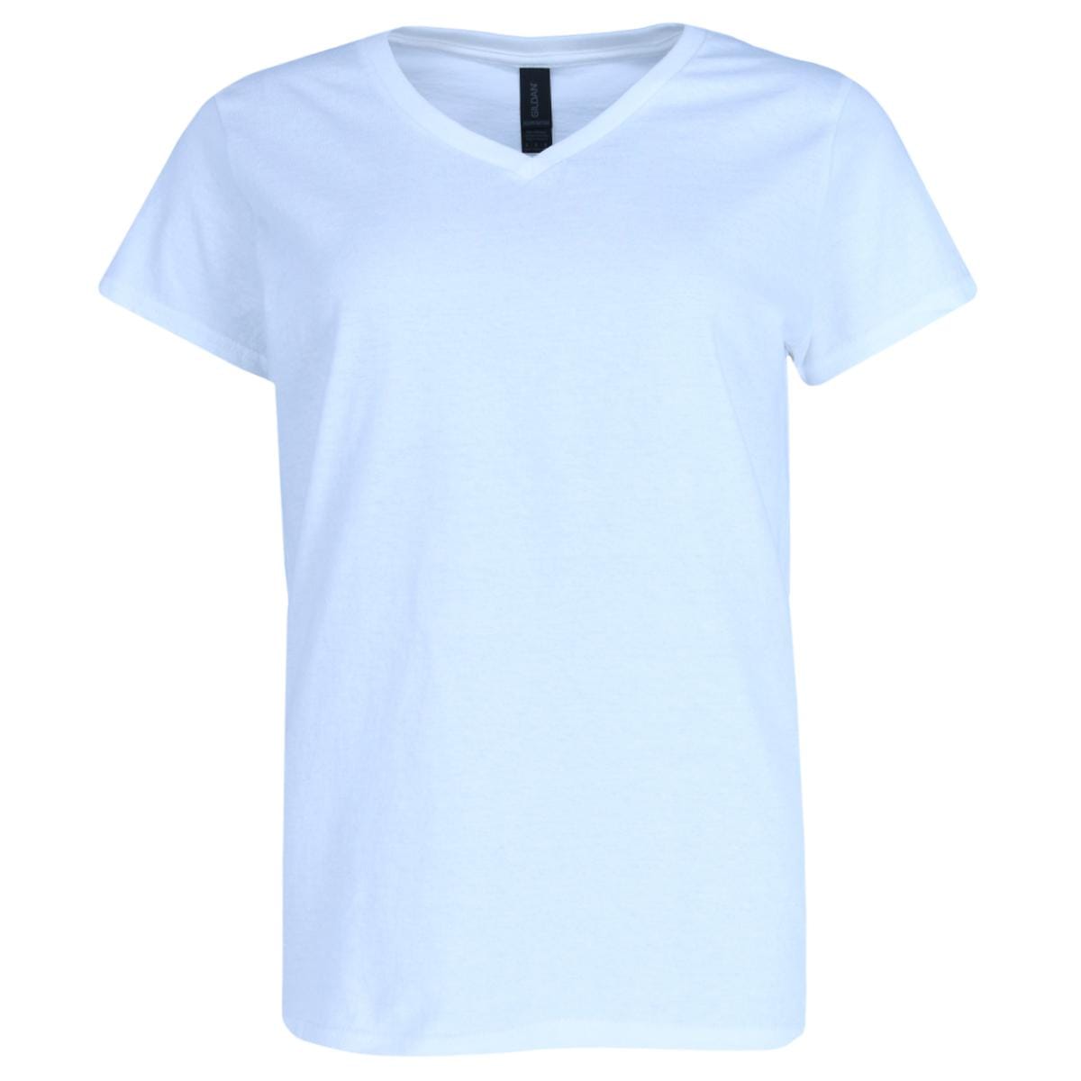 Gildan Women's Plus Size V-neck Cotton Short Sleeve Tee - White