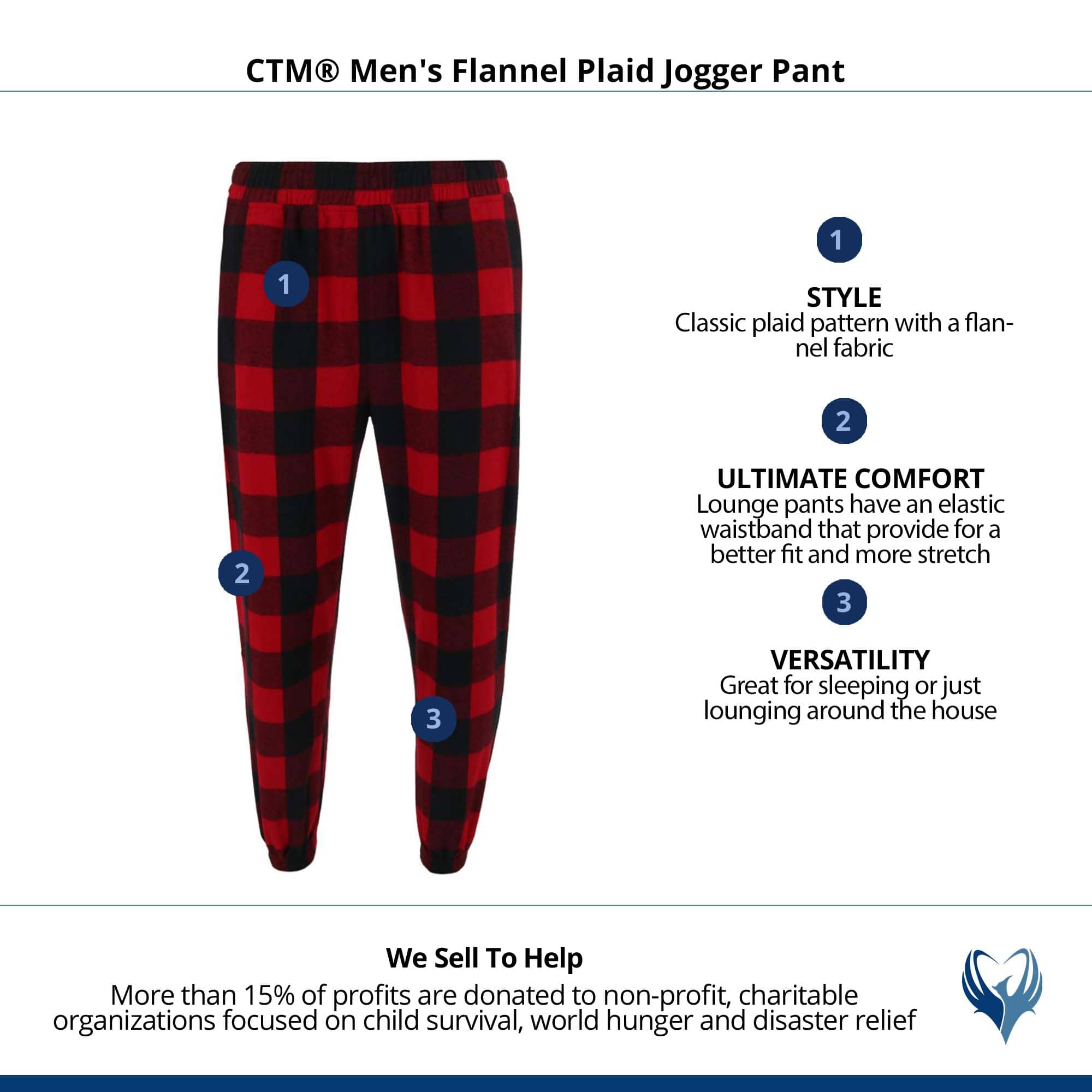 CTM® Men's Flannel Plaid Jogger Pant - Red/Black