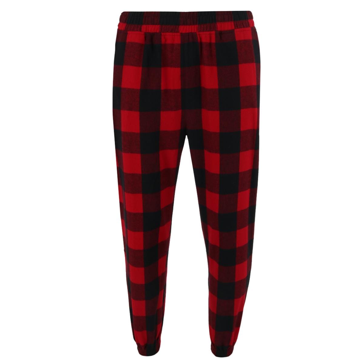 CTM® Men's Big & Tall Flannel Plaid Jogger Pant - Red/Black