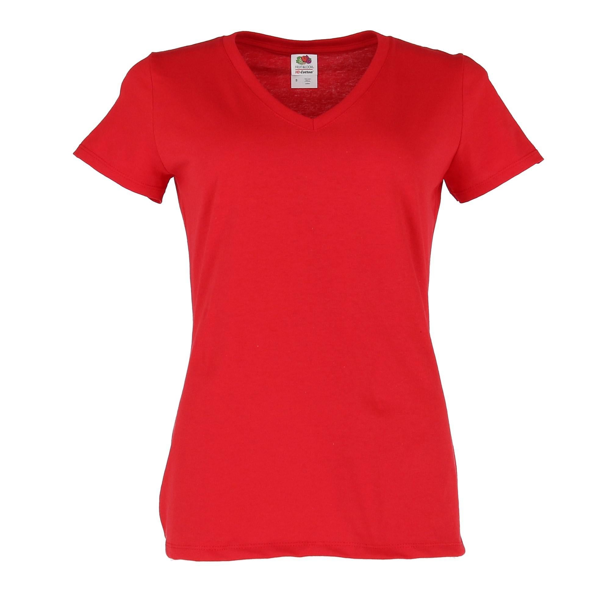 Fruit of the Loom Women's Cotton V Neck Tee Shirt - True Red