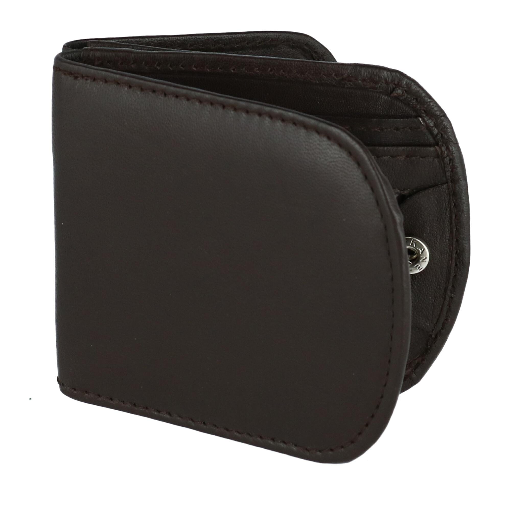 CTM® Men's Leather Front Pocket C-Fold Taxi Wallet - Brown