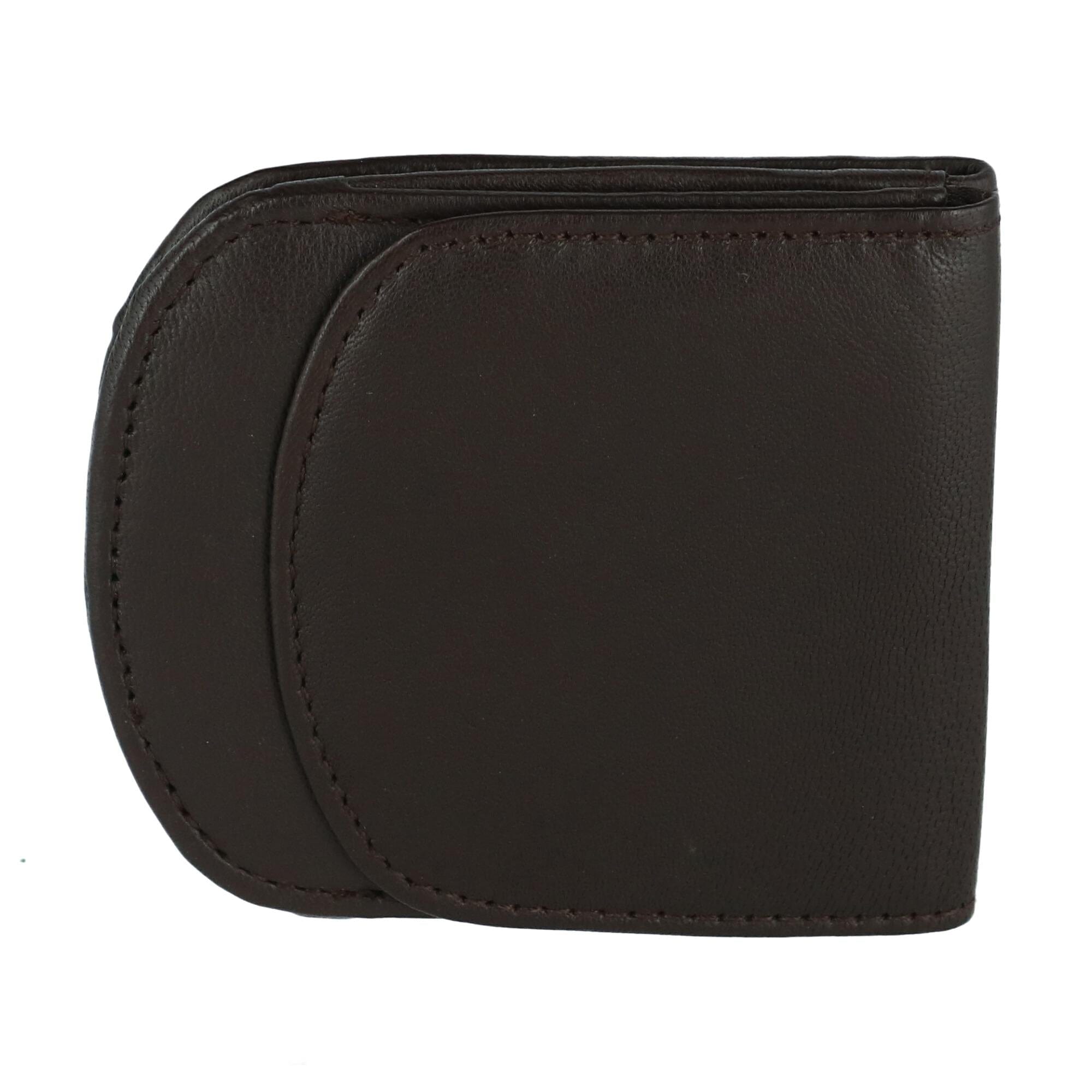 CTM® Men's Leather Front Pocket C-Fold Taxi Wallet - Brown