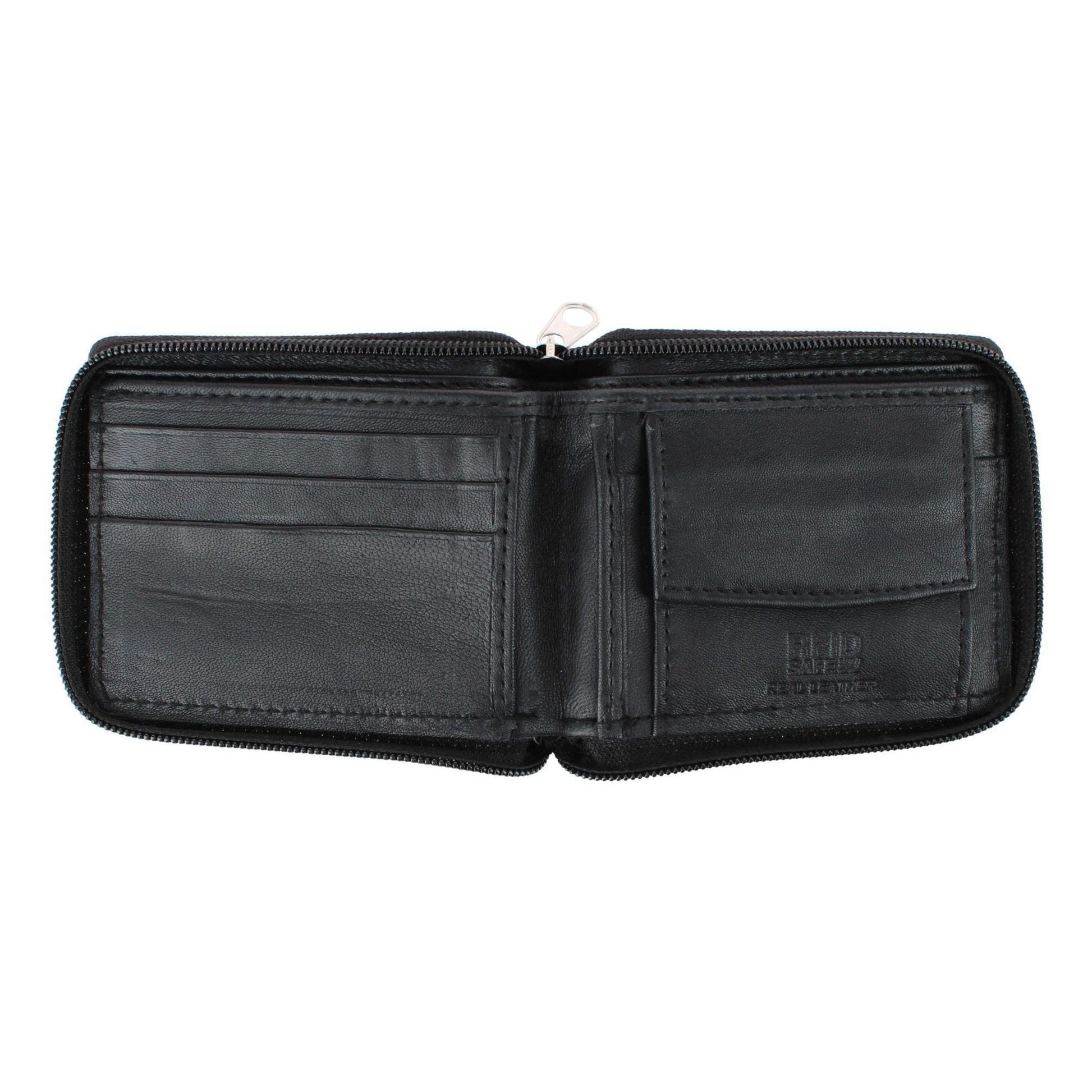 CTM® Leather Zip-Around Bifold Wallet with Coin Pocket - Black